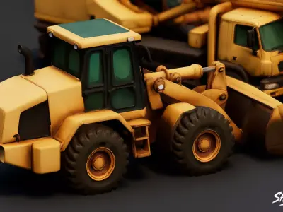 Construction Vehicles Pack Low-poly 3D model