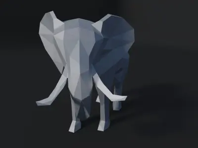 Low-poly Elephant with tusks Low-poly 3D model