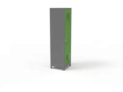 METAL CABINET-SINGLE LONG-GRAY AND GREEN Low-poly 3D model
