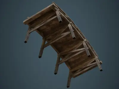 Plank Bridge 1B Low-poly 3D model