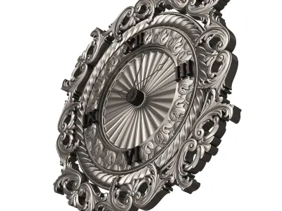 Classic Wall Clock 019 Chrome Low-poly 3D model