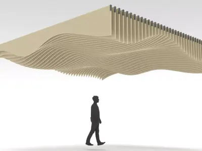 Parametric Ceiling Wave Contour Design with Hangers 3D model