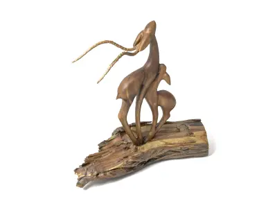 Wooden deers decoration 3D model