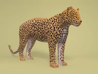 Low Poly Cartoon Leopard Low-poly 3D model