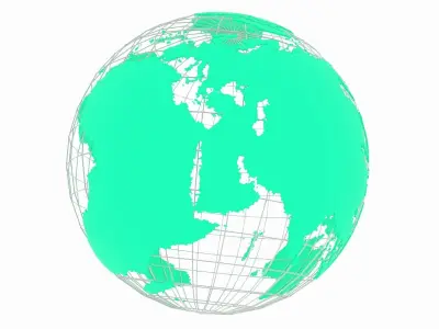 Globe News Skeleton Teal 3D model