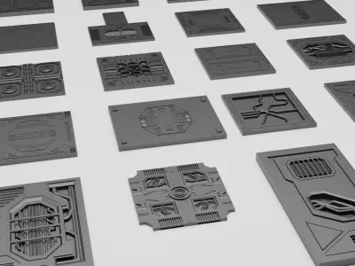3D Pack Of Sci Fi Floor Panel 3D model