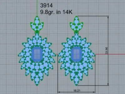 Luxury Earrings With Emerald Cut Diamonds 3914 3D print model