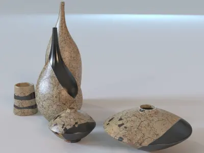 Raku Brushstroke Vases 3D model