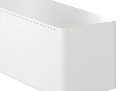 Stylish White TV Stand in Wood 3D model