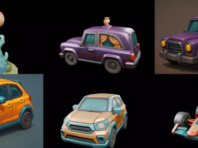 Stylized Car Advanced model bundle 23 pack 35 glb 3D model