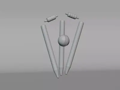 Cricket ball with stamp Low-poly 3D model