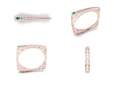 Rose Gold Diamond Woman Bracelet 3D Print Model 3D print model 9