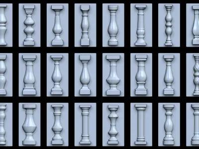 Baluster VDM and IMM Brushes for Zbrush  Low-poly 3D model