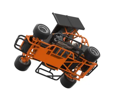 Pavement Winged 600 Micro sprint car Scale 1 to 25 3D print model