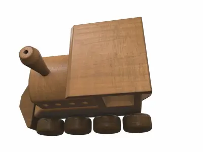 Wooden train locomotive toy 2 Free 3D model