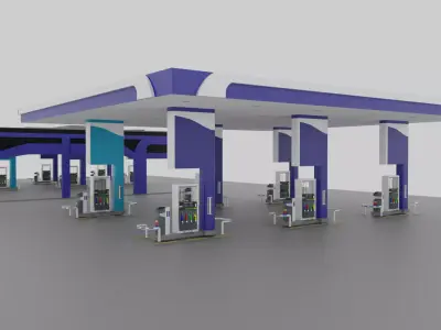 Gas Station Low-poly 3D model 2