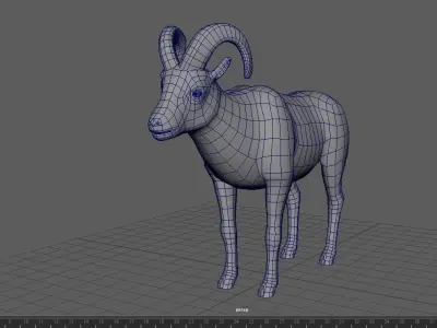 Bighorn Sheep 3 in 1 Male Female Kid Low-poly 3D model