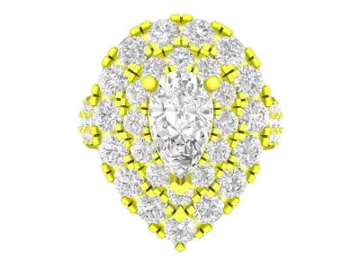 A7547 Luxury Korean Style Diamond Pear Engagement Ring 3D print model