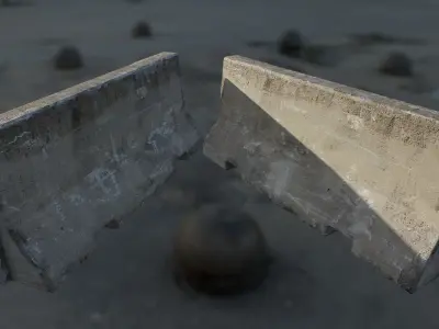Concrete barrier Low-poly 3D model order