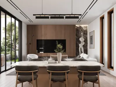 AR-24092 Cozy Space - Living room-Kitchen-Hallway 3D Scene 3D model