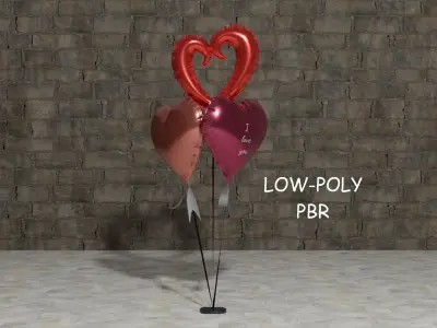 Heart Shape Valentines Day Balloons Low-poly PBR Low-poly 3D model