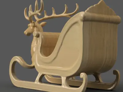 Santa Sleigh Christmas Decorations planter - vase - garden 6 3D print model