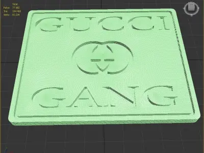 GUCCI GANG logo nameplate sticker emblem 3d model for 3D printer 3D print model