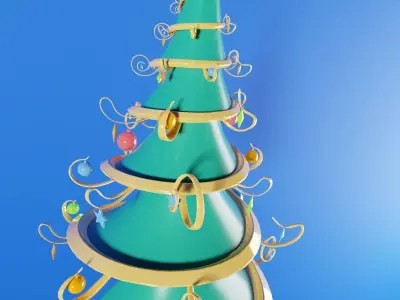 Stylized Christmas Tree and gift boxes 3D model