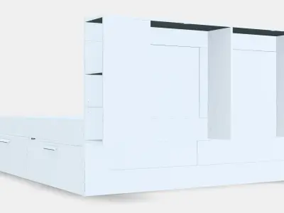 BRIMNES Bed frame w storage and headboard 9 Low-poly 3D model