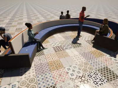 Sofa circular con materiales PBR 2K Free 3D model