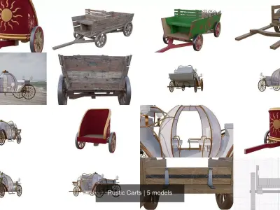 Rustic Carts 3D Model Pack