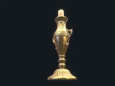 Medieval Candlestick 4 Low-poly 3D model