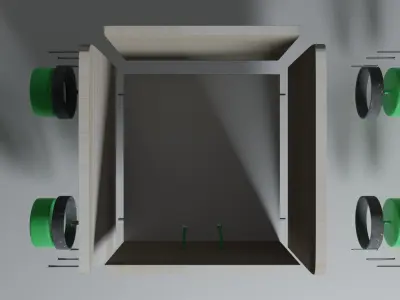 Toy storage with wheels 3D model