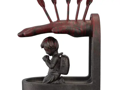 Prayer Boy Statue - Abstract War Memorial Sculpture  3D model