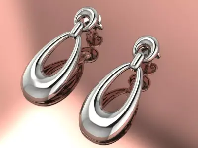 Elegant Earrings Jewelry Gold Brand 3D print model