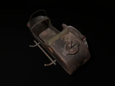 Sidecar old rusty motorcycle Free low-poly 3D model