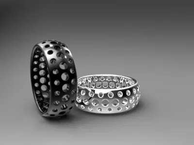 Ring two gold and silver rings Free 3D print model