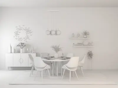 Table chair decorative SET 100 3D model