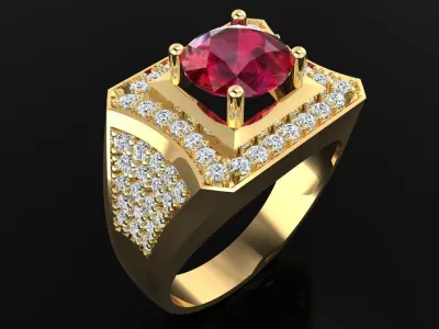 Diamond Rings - Mens Ring - N4146 3D print model