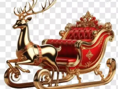 Luxury Golden Reindeer Sleigh - Ornate Christmas 3D Model 3D print model
