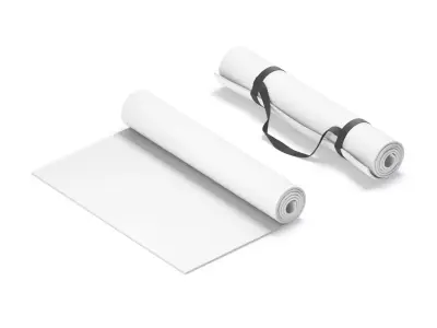 White Half Folded 2 Types Yoga Mat - for meditation and tourism 3D model