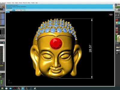 Luxury Buddha Head Ring with Gemstone  3324 3D print model
