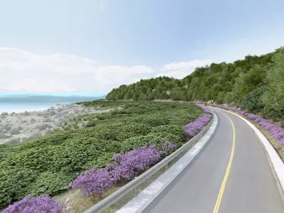 Coastal highways-animation Low-poly 3D model