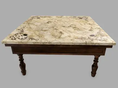 Table person marble top dining Low-poly 3D model