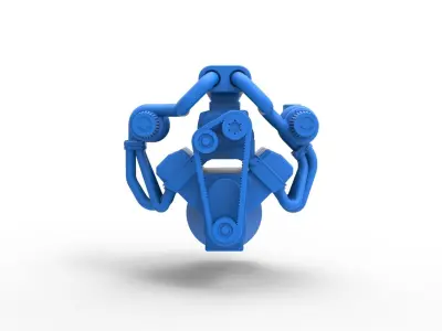 Twin turbo supercharged V8 Engine Version 3 Scale 1 to 25 3D print model