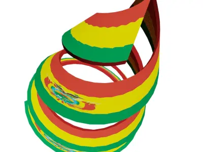 Bolivia flag Double Helical Structure 3D model