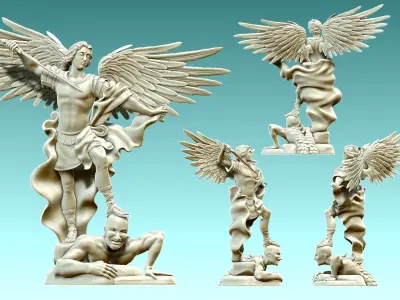 Arch-angel Miguel-Michael-Mikael-Mija-El -- CNC - Wood - Stone 3D print model
