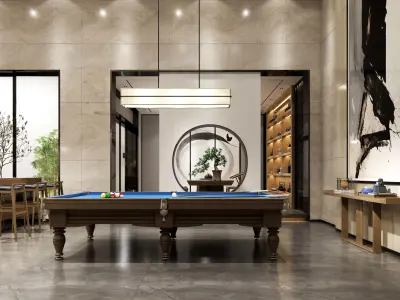 Modern RECEPTION LEISURE Basement Billiard Room Luxury Low-poly 3D model