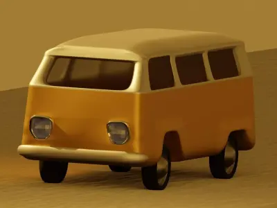 Minivan vw bus Low-poly 3D model
