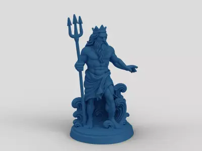 Poseidon God of the Sea Statue - Detailed 3D Printable Model 3D print model